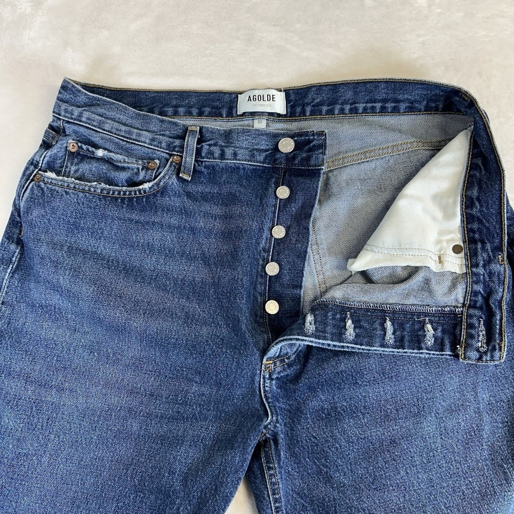 AGOLDE 90's Pinch Waist High Rise Straight Jeans In Range Wash - Size 33 - Picture 5 of 9